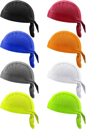 Foaincore 8 Pack Do Rag Skull Caps for Men Sweat Wicking Doo Rags Cooling Helmet Liner Cycling Motorcycle Bandana