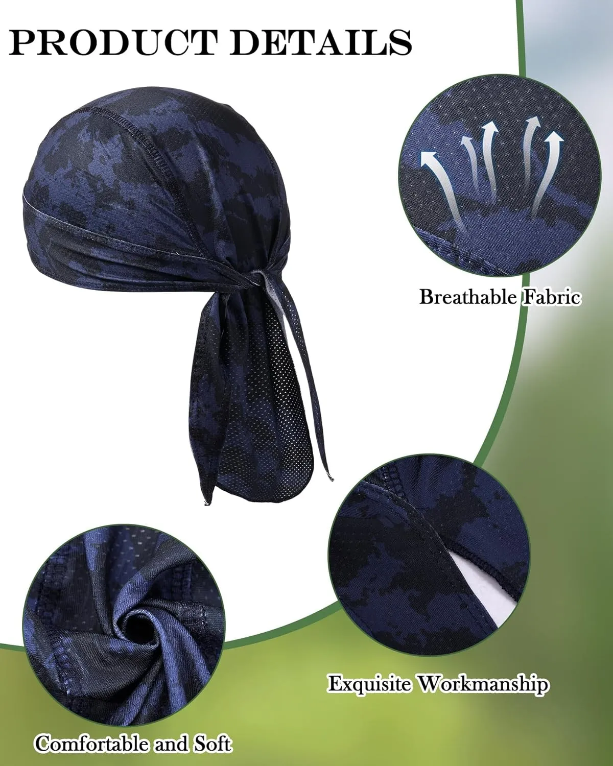 Foaincore 8 Pack Do Rag Skull Caps for Men Sweat Wicking Doo Rags Cooling Helmet Liner Cycling Motorcycle Bandana
