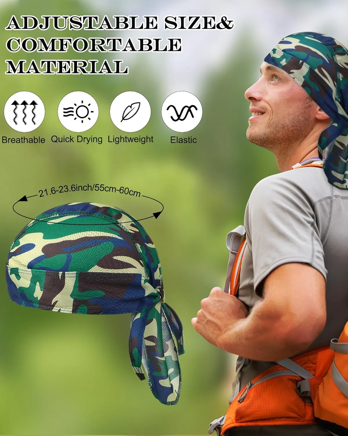 Foaincore 8 Pack Do Rag Skull Caps for Men Sweat Wicking Doo Rags Cooling Helmet Liner Cycling Motorcycle Bandana