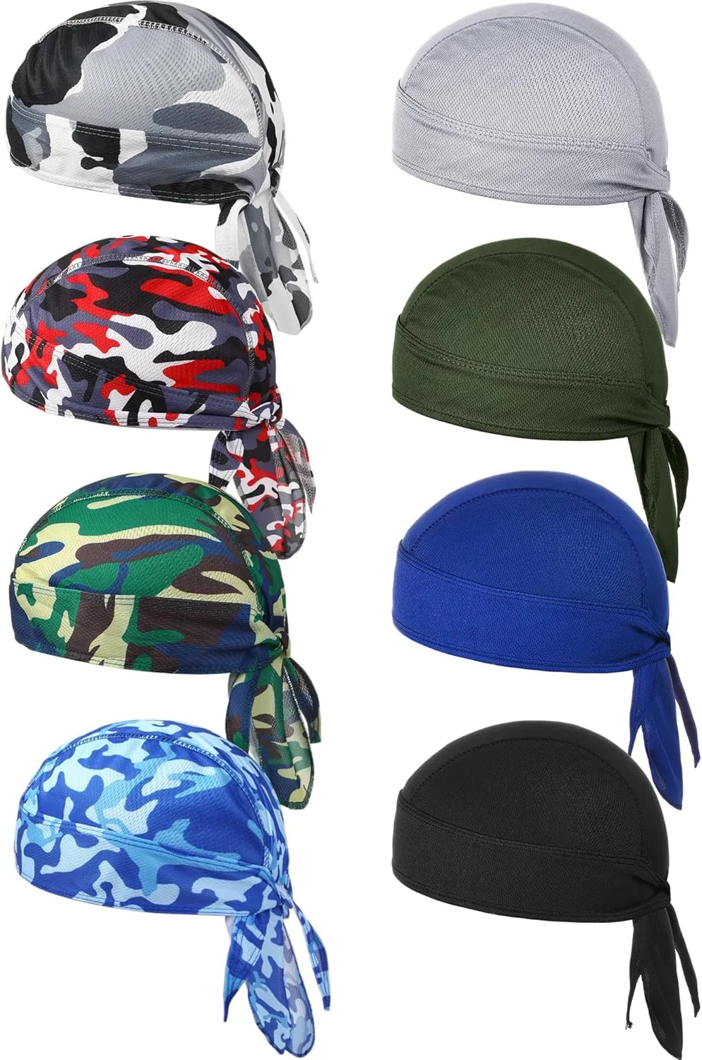 Foaincore 8 Pack Do Rag Skull Caps for Men Sweat Wicking Doo Rags Cooling Helmet Liner Cycling Motorcycle Bandana
