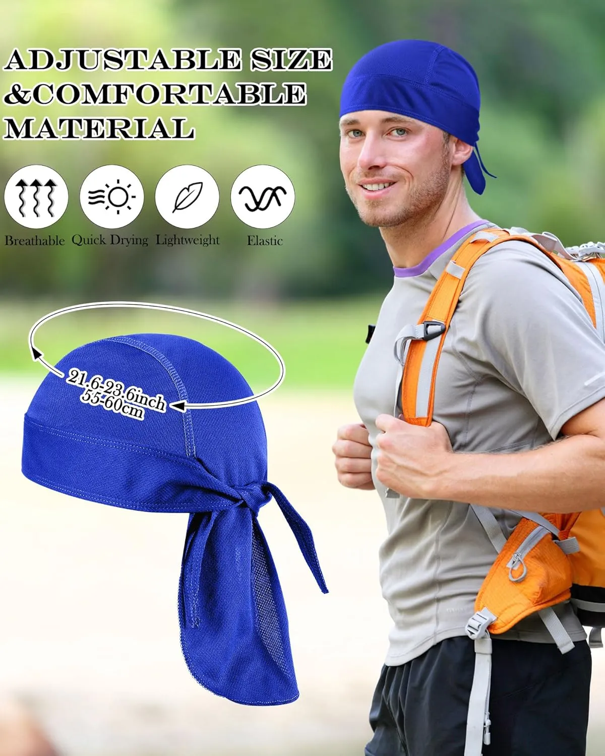 Foaincore 8 Pack Do Rag Skull Caps for Men Sweat Wicking Doo Rags Cooling Helmet Liner Cycling Motorcycle Bandana