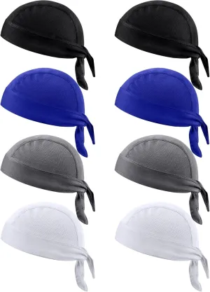 Foaincore 8 Pack Do Rag Skull Caps for Men Sweat Wicking Doo Rags Cooling Helmet Liner Cycling Motorcycle Bandana