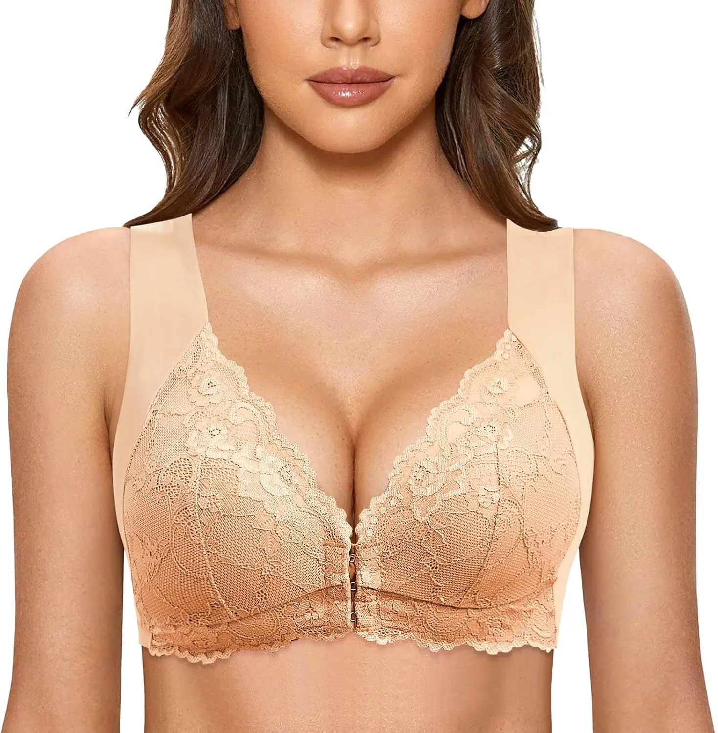 Front Closure Bras for Women Plus Size Push up Lace Underwear Seamless Bralette Comfortable Breastfeeding Bra