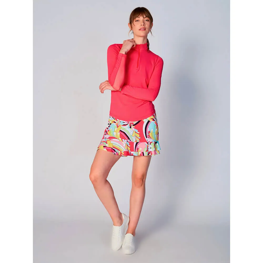 G Lifestyle 16-Inch Barths Double Ruffle Tennis Skort - Coral