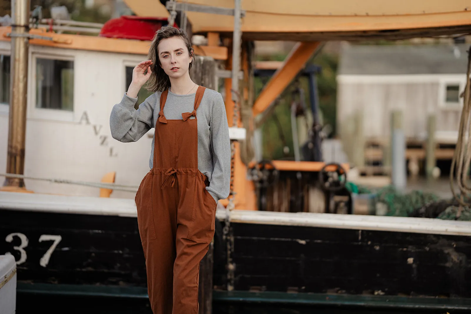 Gale Waffle Knit Boatneck Sweatshirt
