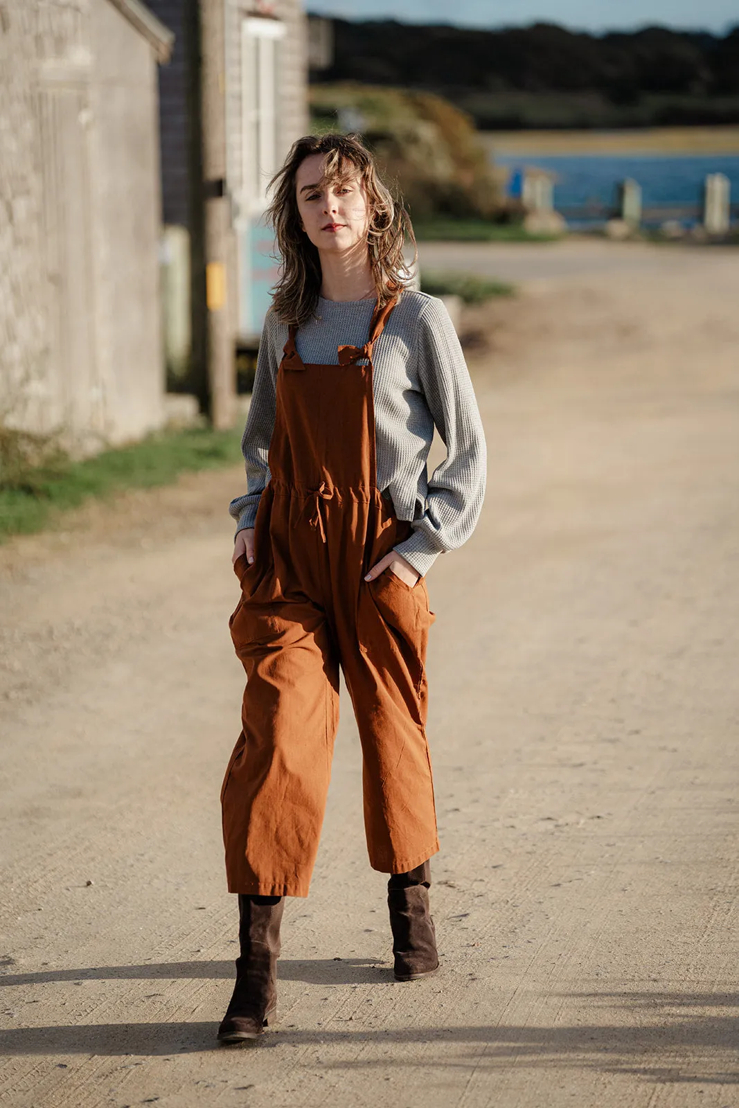 Gale Waffle Knit Boatneck Sweatshirt