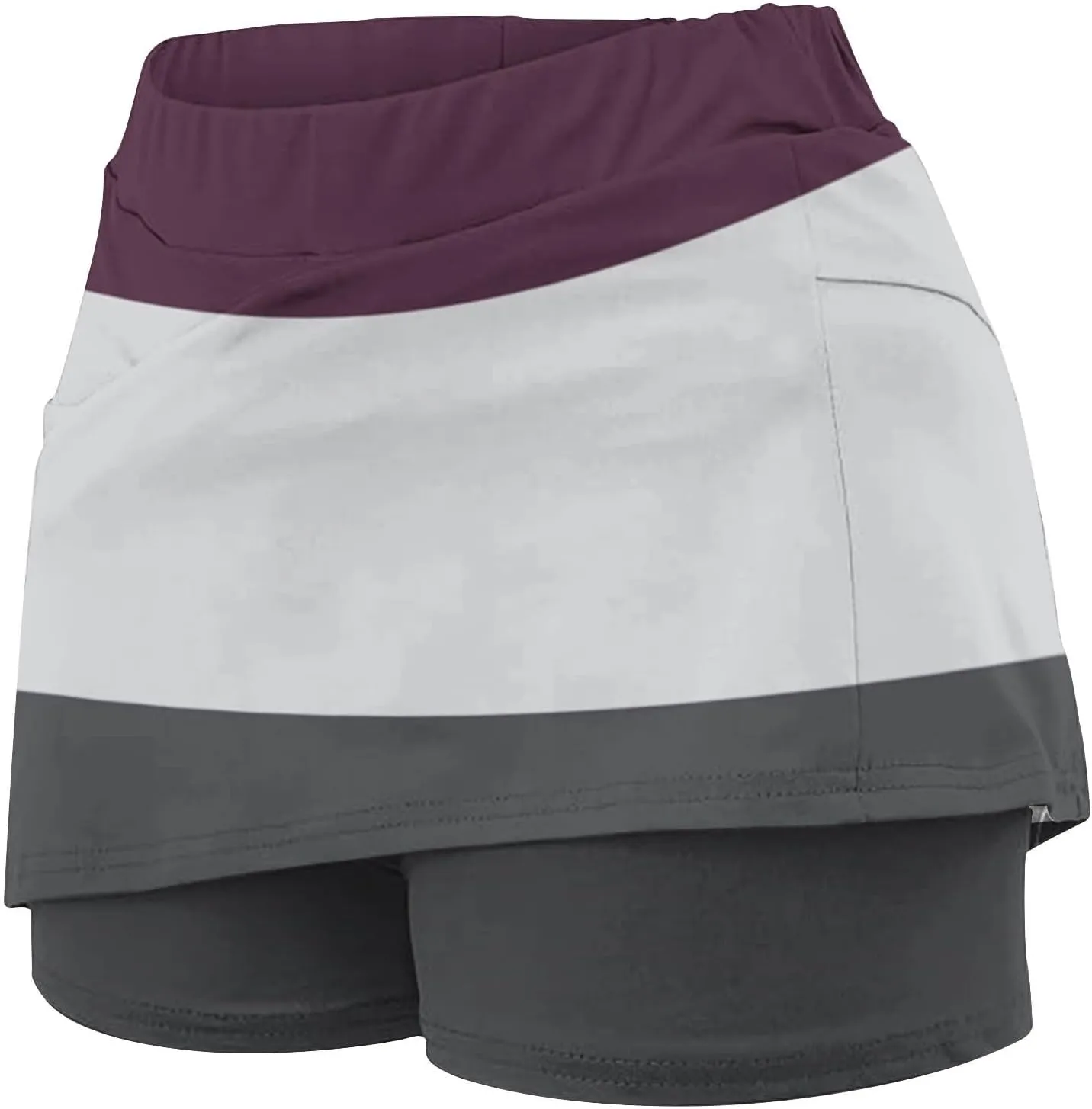 Generic Culottes for Women Stretch Yoga Skirts Shorts Solid Athletic Shorts High Waist Lightweight Tight Joggers with Pocket