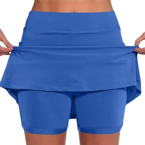 Generic Culottes for Women Stretch Yoga Skirts Shorts Solid Athletic Shorts High Waist Lightweight Tight Joggers with Pocket
