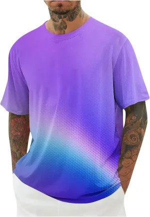 Generic Gradient T-Shirt for Men Oversized Short Sleeve Crew Neck Sports Shirts Summer Casual Plus Size Tees Loose Fit Tops