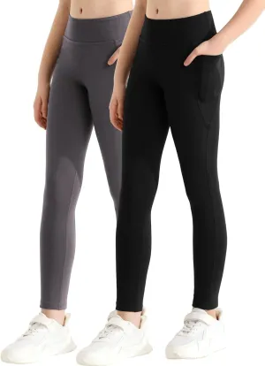 Girls Athletic Leggings with Pockets Yoga Workout Active Leggings Pants for Teen Girls