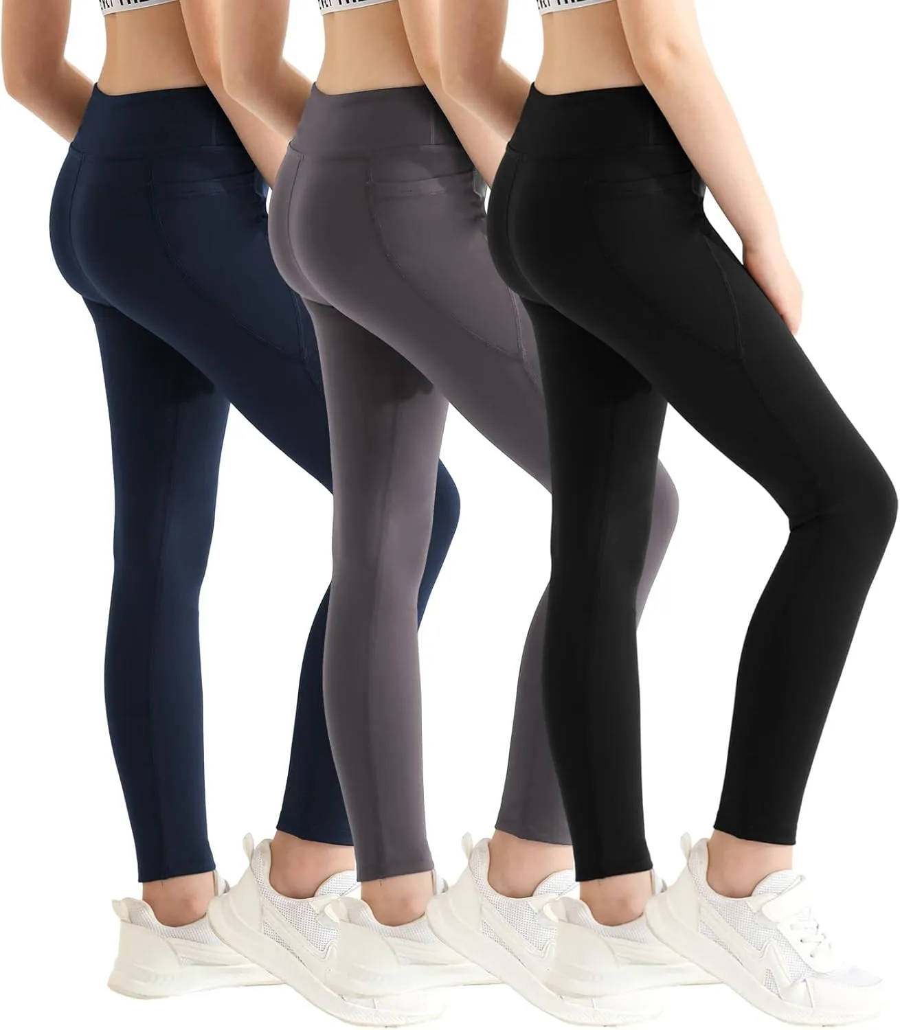 Girls Athletic Leggings with Pockets Yoga Workout Active Leggings Pants for Teen Girls