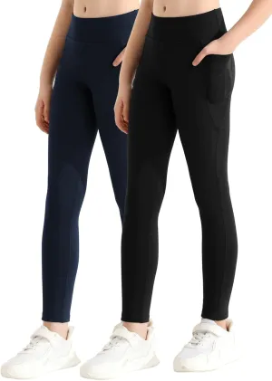 Girls Athletic Leggings with Pockets Yoga Workout Active Leggings Pants for Teen Girls