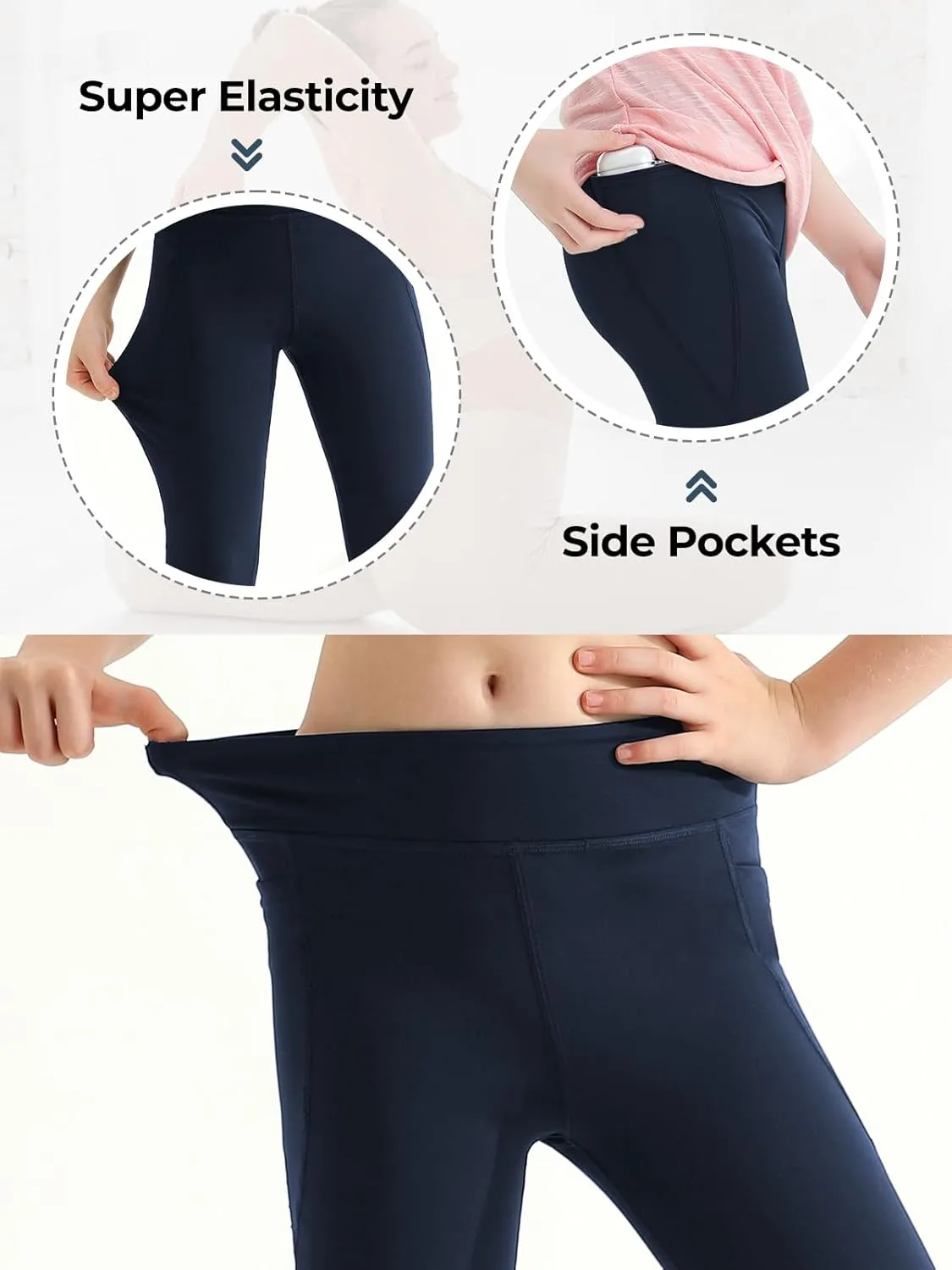 Girls Athletic Leggings with Pockets Yoga Workout Active Leggings Pants for Teen Girls