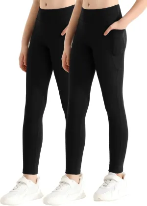 Girls Athletic Leggings with Pockets Yoga Workout Active Leggings Pants for Teen Girls