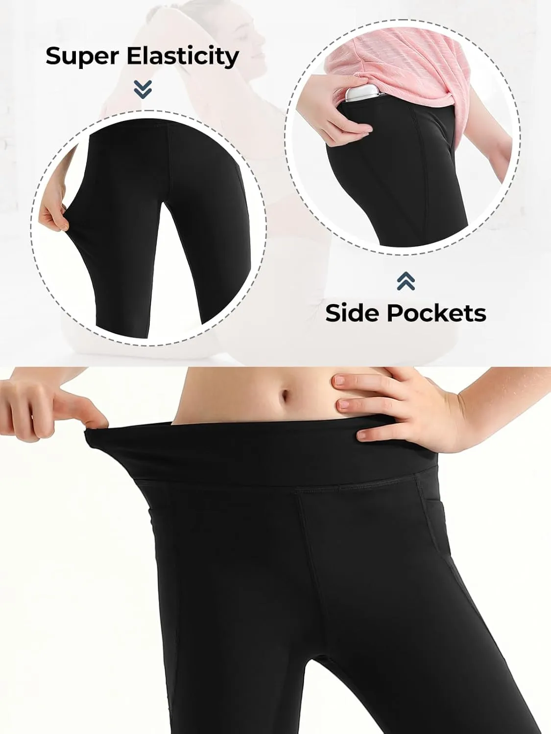 Girls Athletic Leggings with Pockets Yoga Workout Active Leggings Pants for Teen Girls