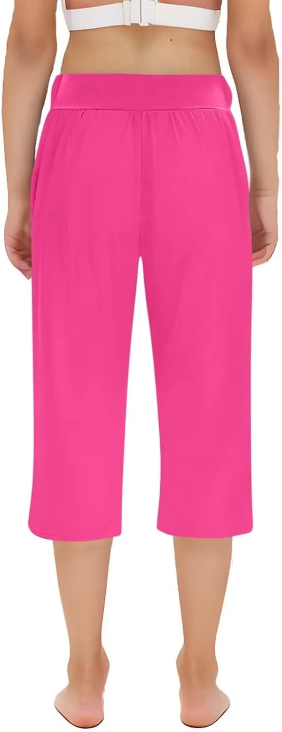 Girls Capri Leggings Elastic High Waisted Compression Pants Stretch Active Yoga Tights for Kids Teen Workout Running