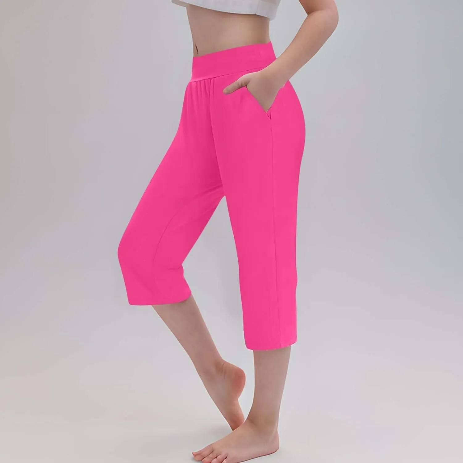 Girls Capri Leggings Elastic High Waisted Compression Pants Stretch Active Yoga Tights for Kids Teen Workout Running