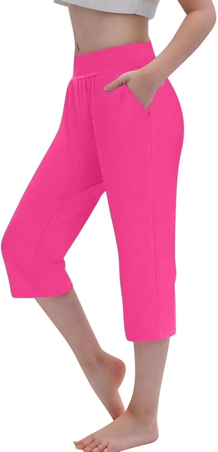 Girls Capri Leggings Elastic High Waisted Compression Pants Stretch Active Yoga Tights for Kids Teen Workout Running