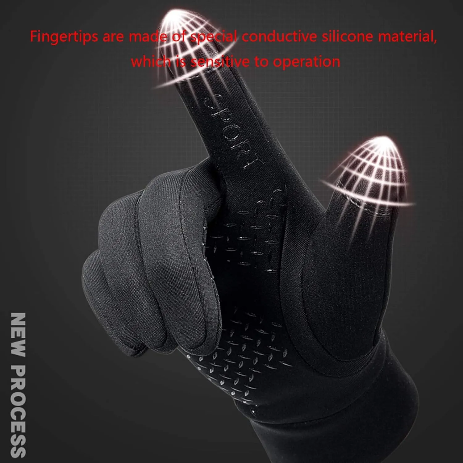 Gloves Winter Waterproof Touchscreen Gloves Windproof Thermal Gloves with Non-Slip Full Finger for Cycling,Driving (Color : Gray, Size : M)