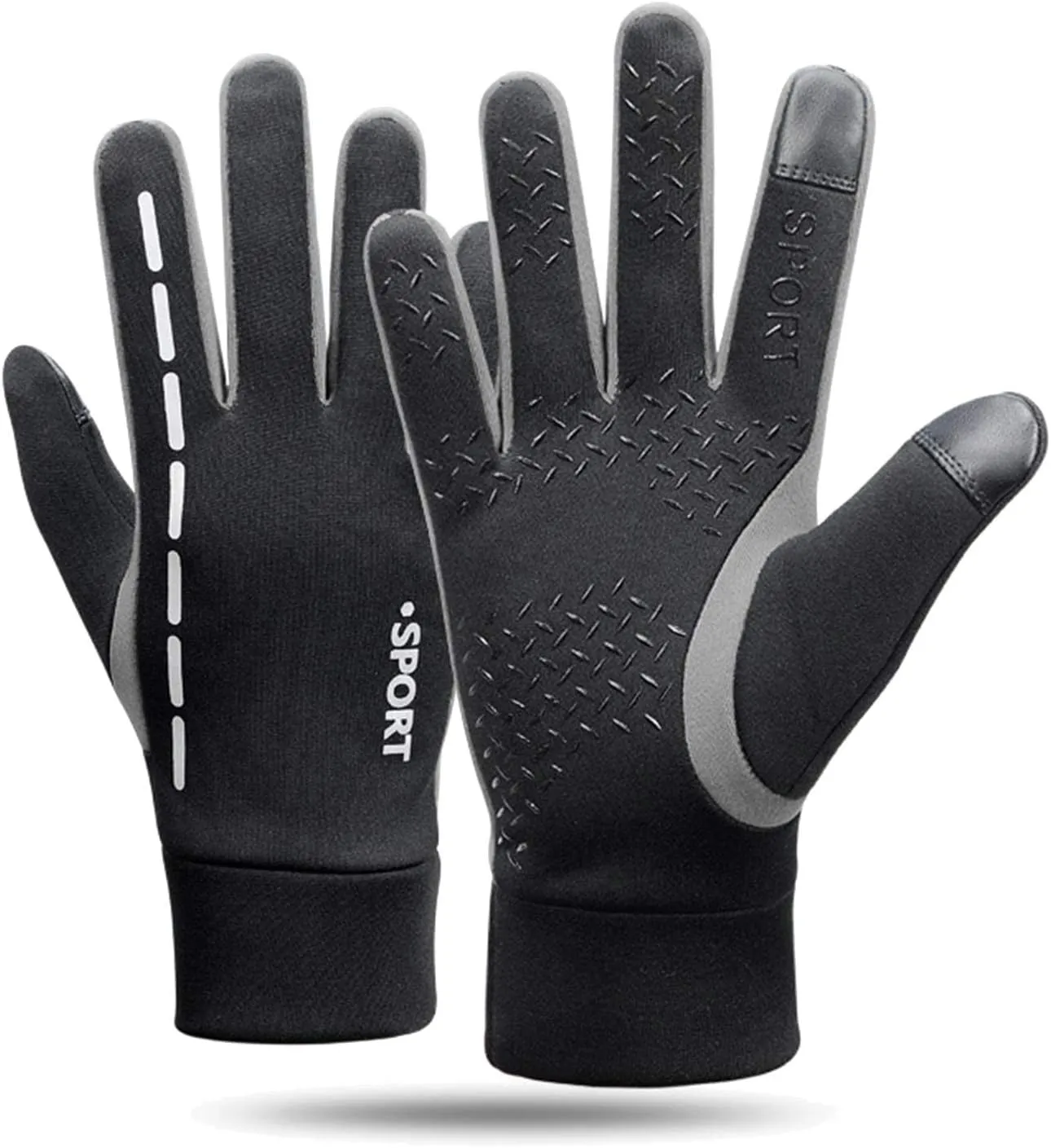 Gloves Winter Waterproof Touchscreen Gloves Windproof Thermal Gloves with Non-Slip Full Finger for Cycling,Driving (Color : Gray, Size : M)