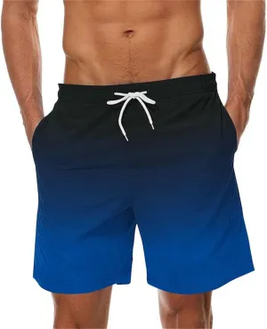 Gradient Color Shorts for Men Quick Dry Summer Beach Swim Trunks Classic Outdoor Hawaiian Short Pants