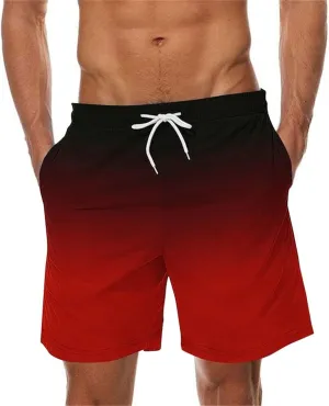 Gradient Color Shorts for Men Quick Dry Summer Beach Swim Trunks Classic Outdoor Hawaiian Short Pants