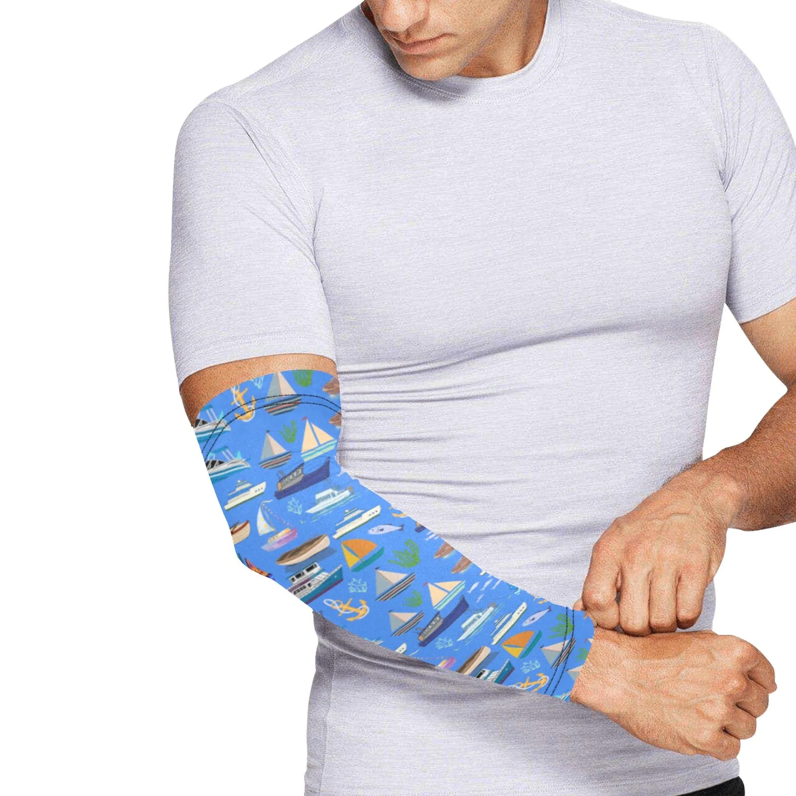 Graphic Nautical Blue Weather Protection Arm Sleeves  (FWS)