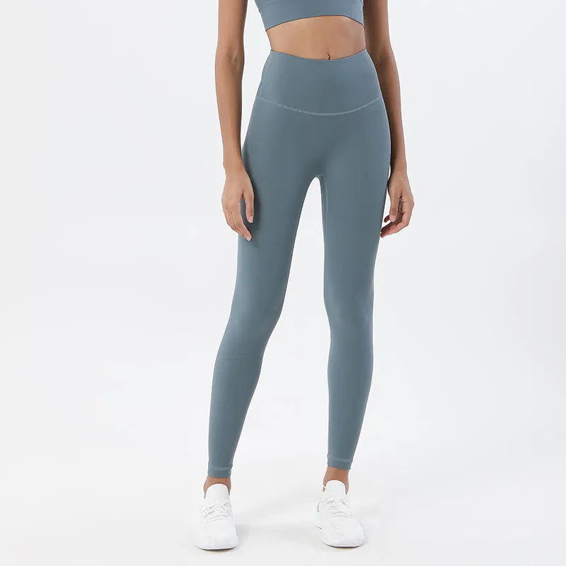 Grinding Nude Yoga Pants Female High-waisted Hip Peach Hips Sports Fitness Pants