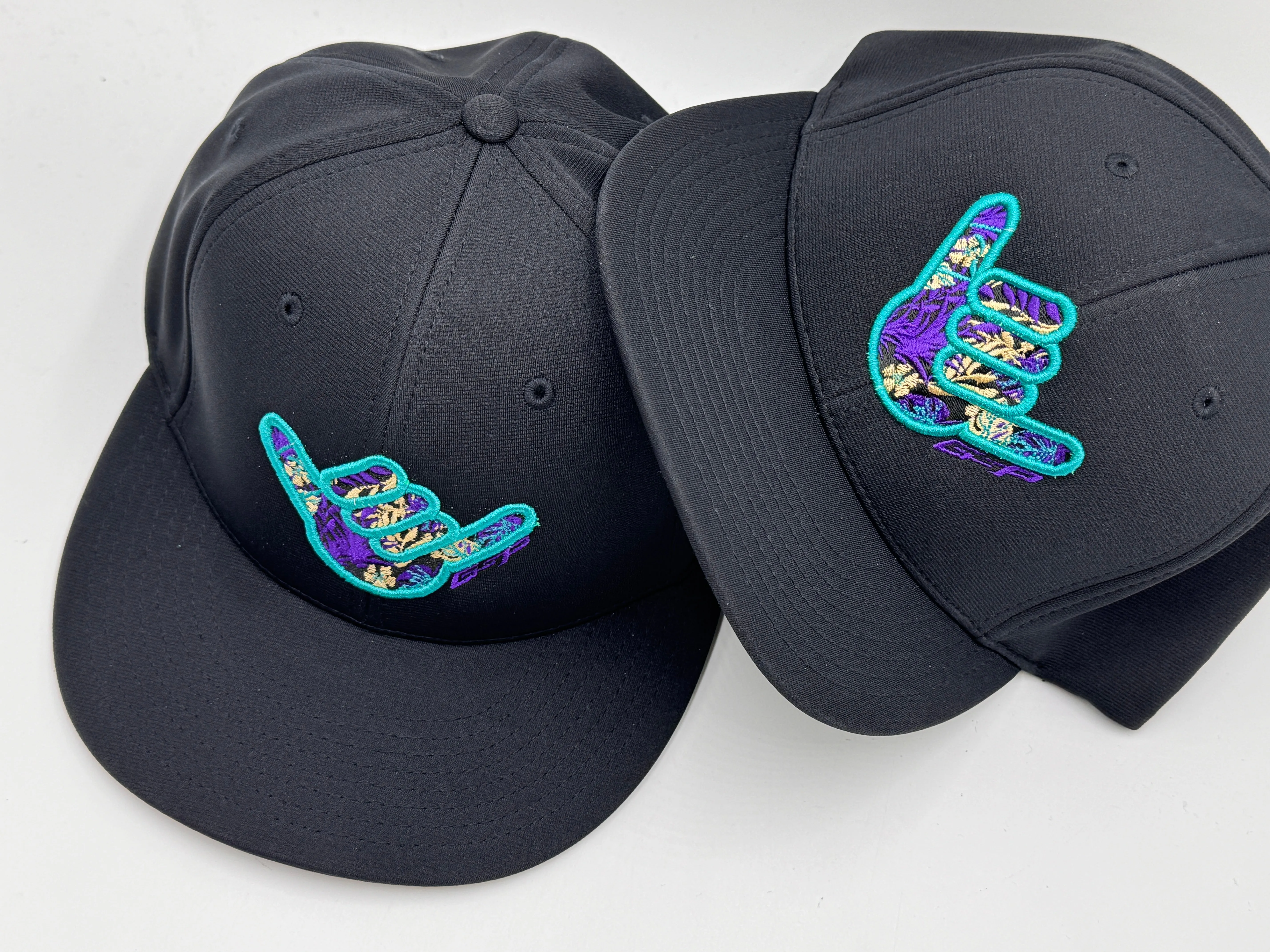 GS Sports Floral Shaka PTS20 Hat - Black with Turquoise