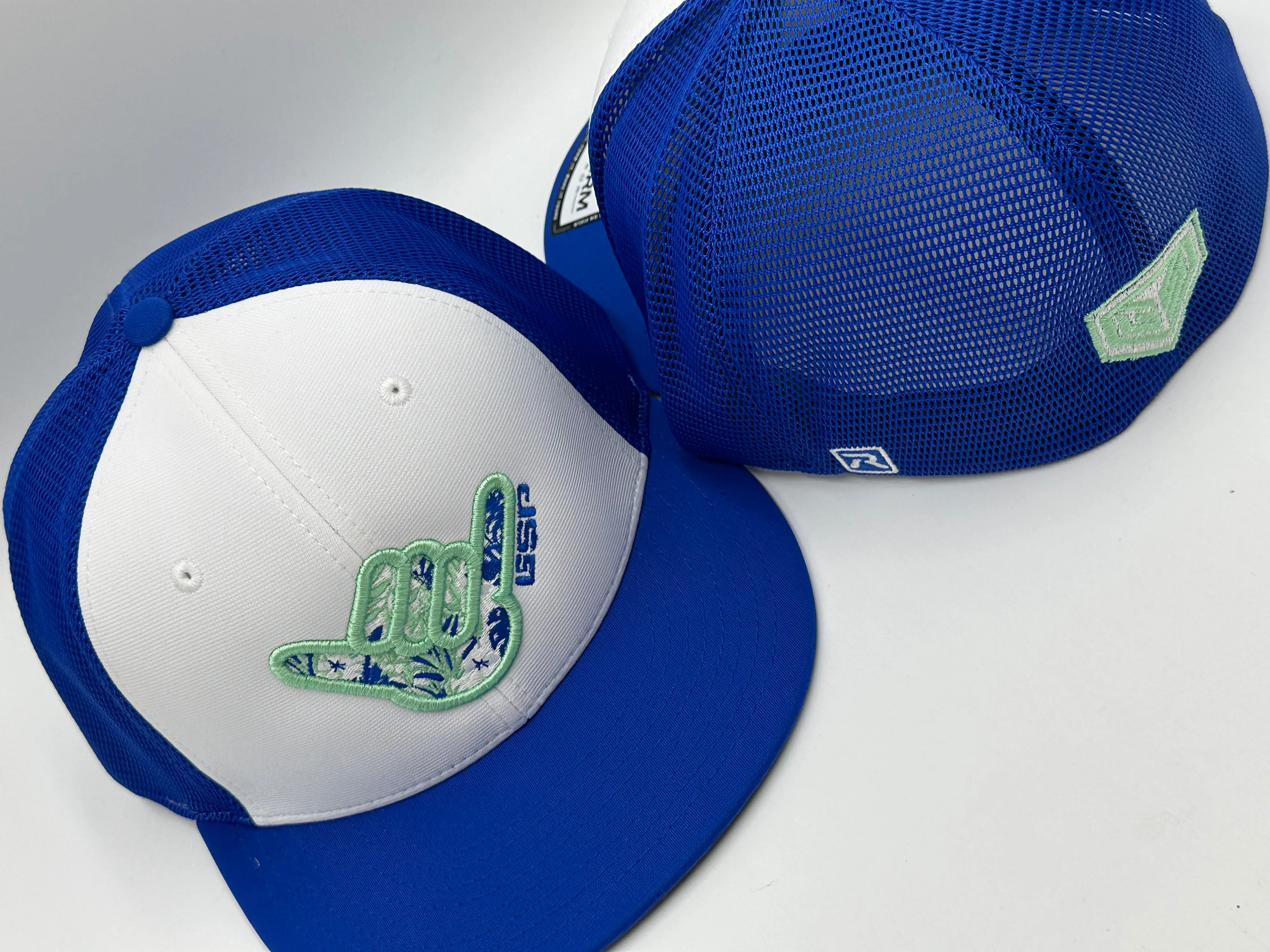 GS Sports Floral Shaka PTS20M Hat -White / Royal with Matte Mint