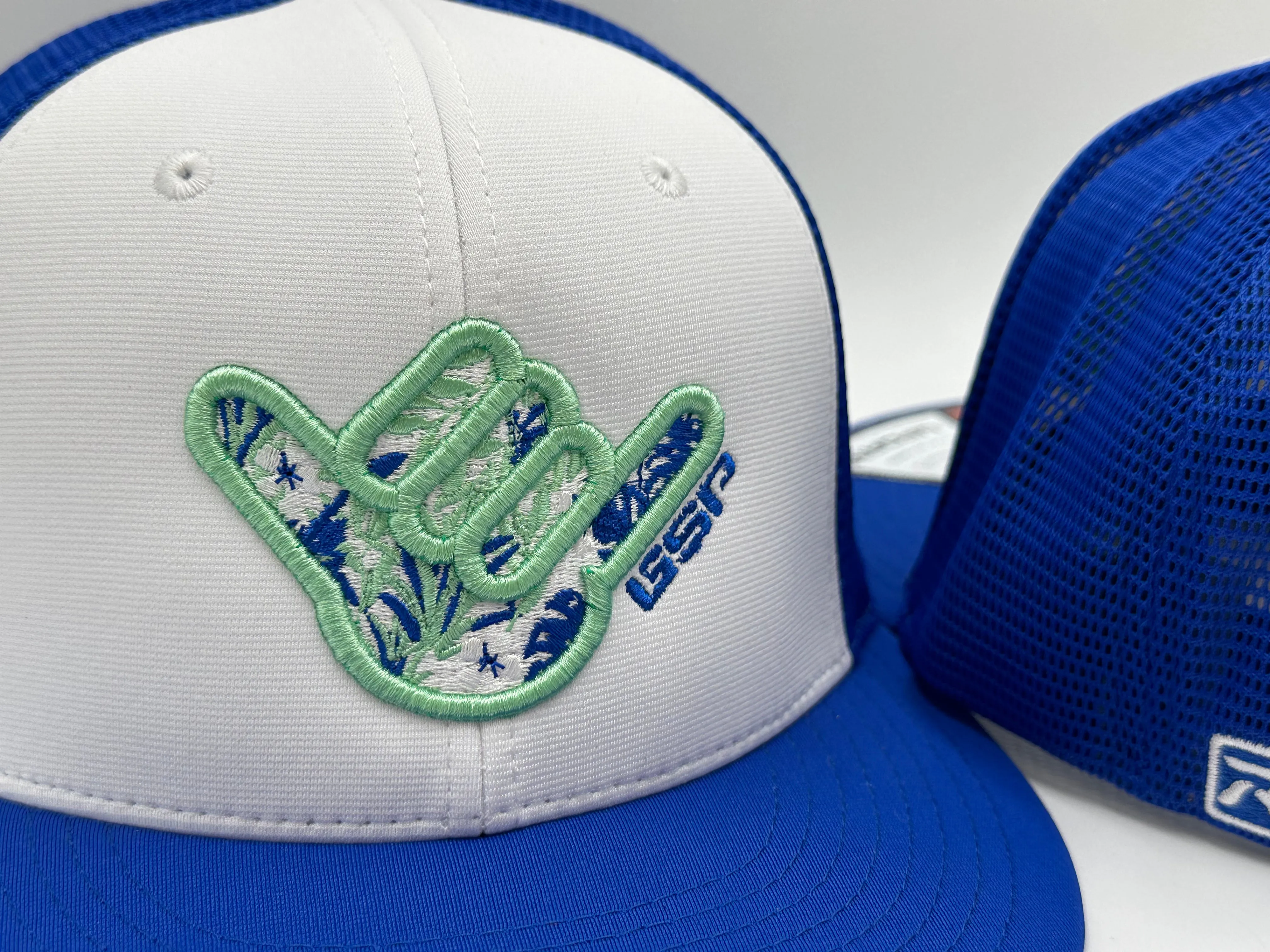 GS Sports Floral Shaka PTS20M Hat -White / Royal with Matte Mint