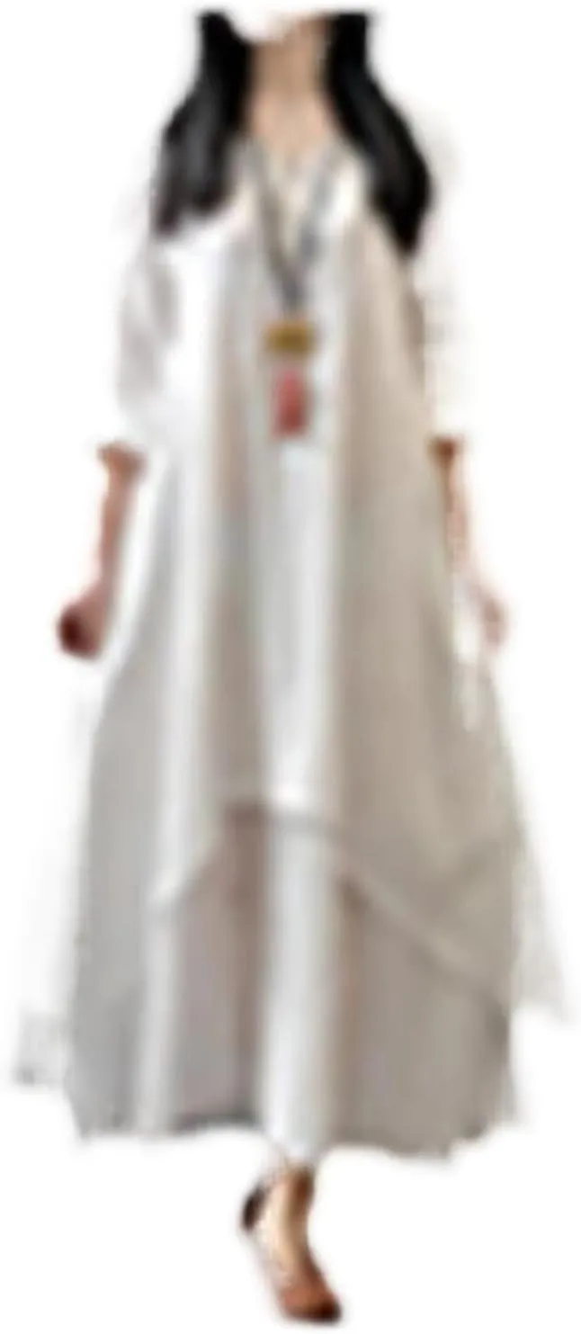 GUOYUXIAO Women's Dress Long Sleeves Loose Fit Skirt