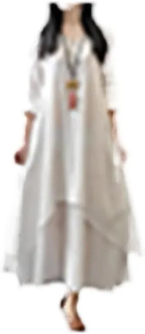 GUOYUXIAO Women's Dress Long Sleeves Loose Fit Skirt