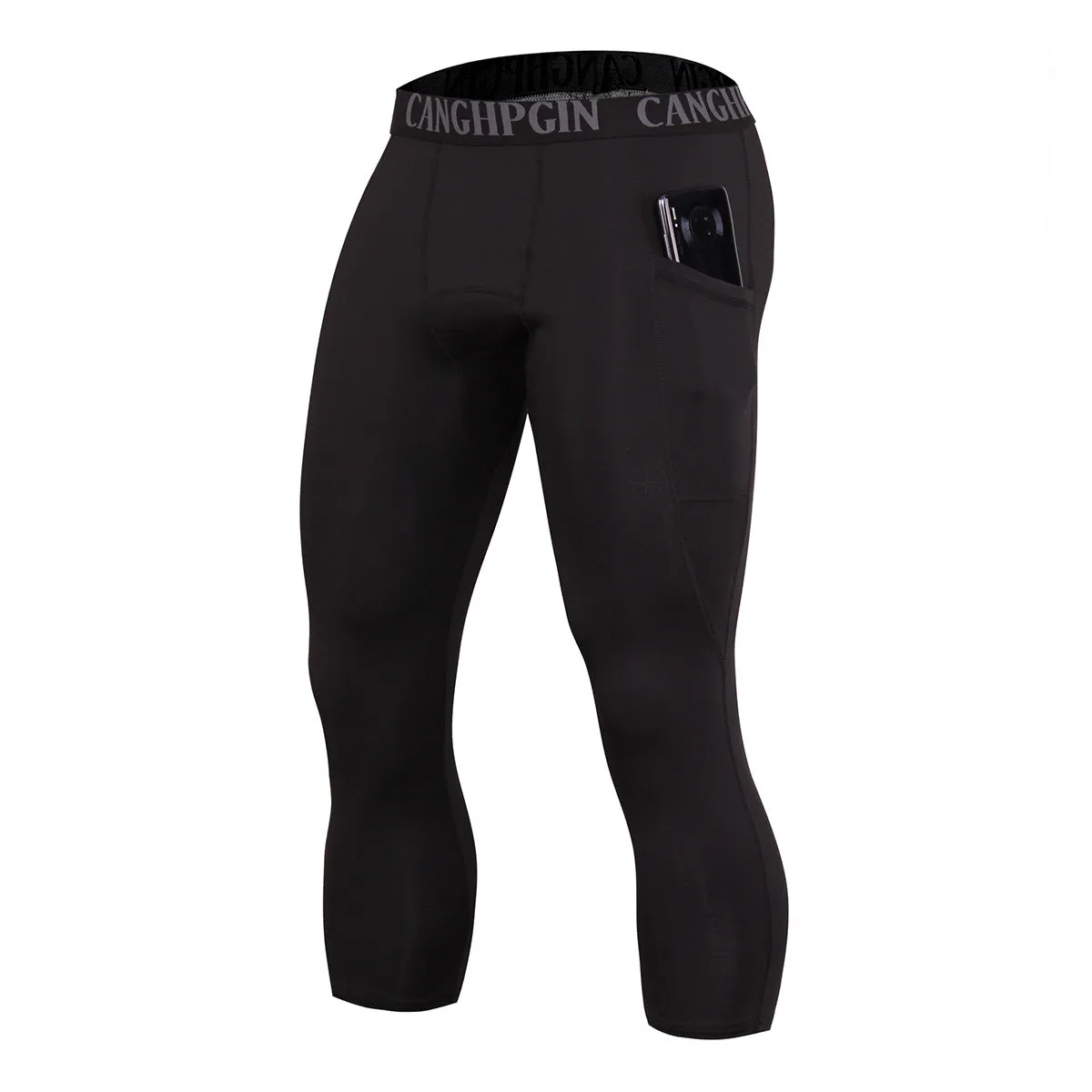 Gym Compression Tights Men Fitness Stretchy Pocket Sport Leggings