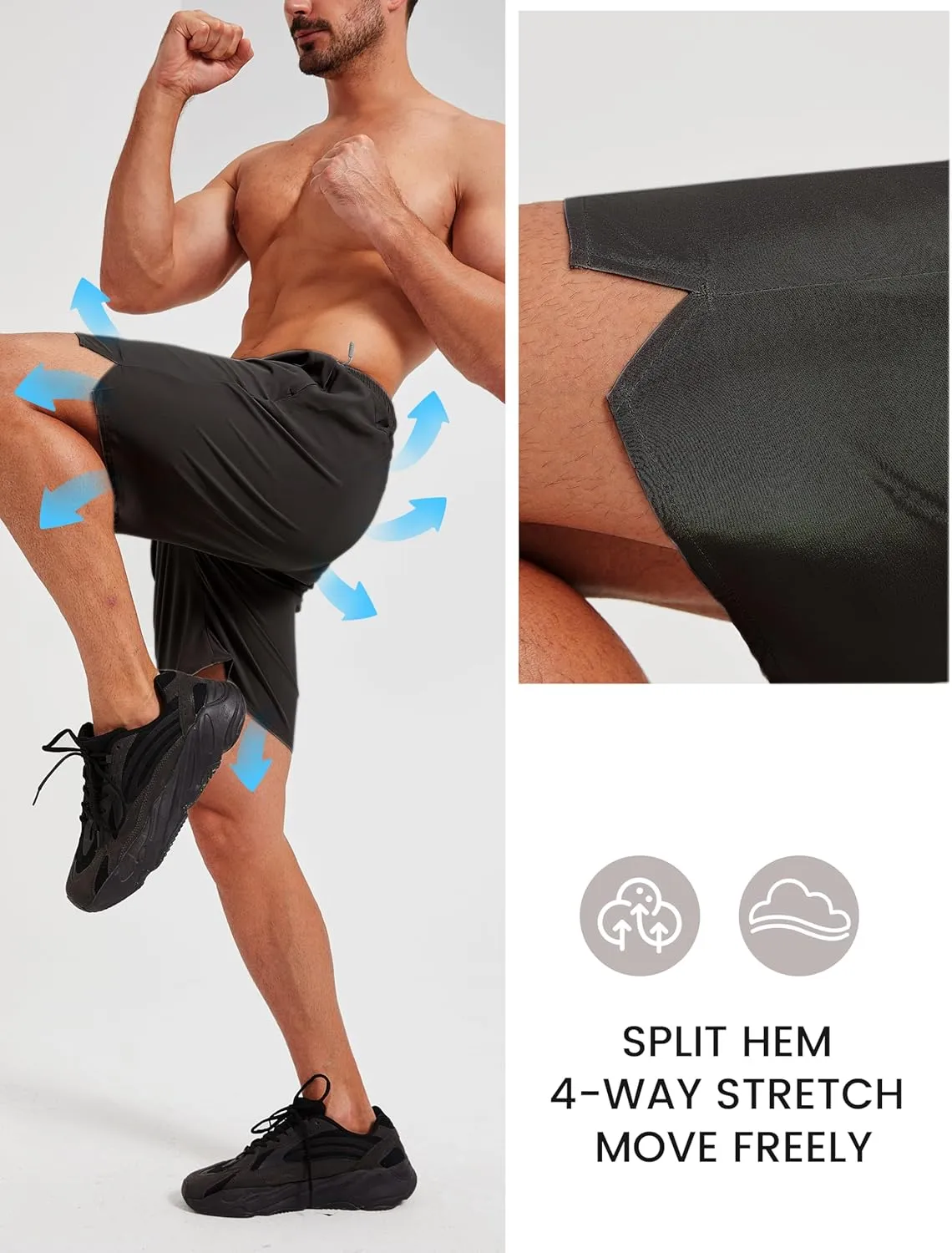 Gym Running Shorts Workout Shorts for Men 7 Inches Quick Dry Lightweight Athletics Shorts with Zipper Pockets
