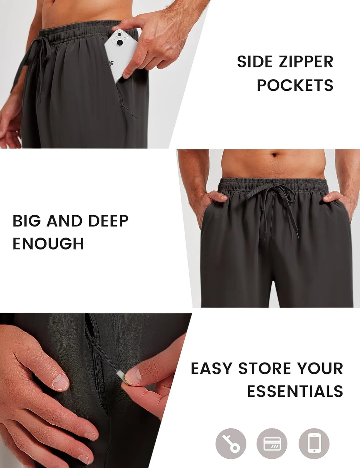 Gym Running Shorts Workout Shorts for Men 7 Inches Quick Dry Lightweight Athletics Shorts with Zipper Pockets