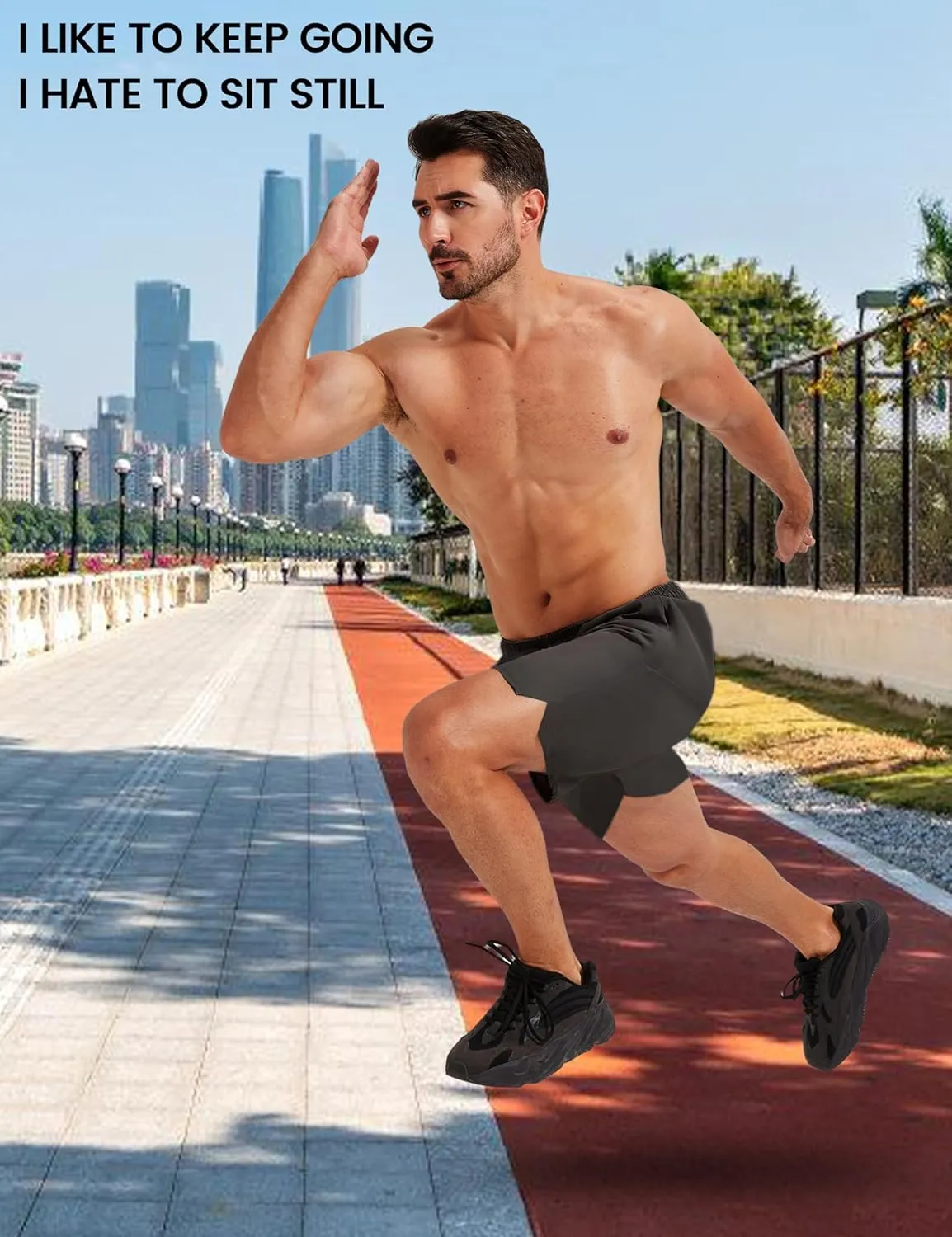 Gym Running Shorts Workout Shorts for Men 7 Inches Quick Dry Lightweight Athletics Shorts with Zipper Pockets