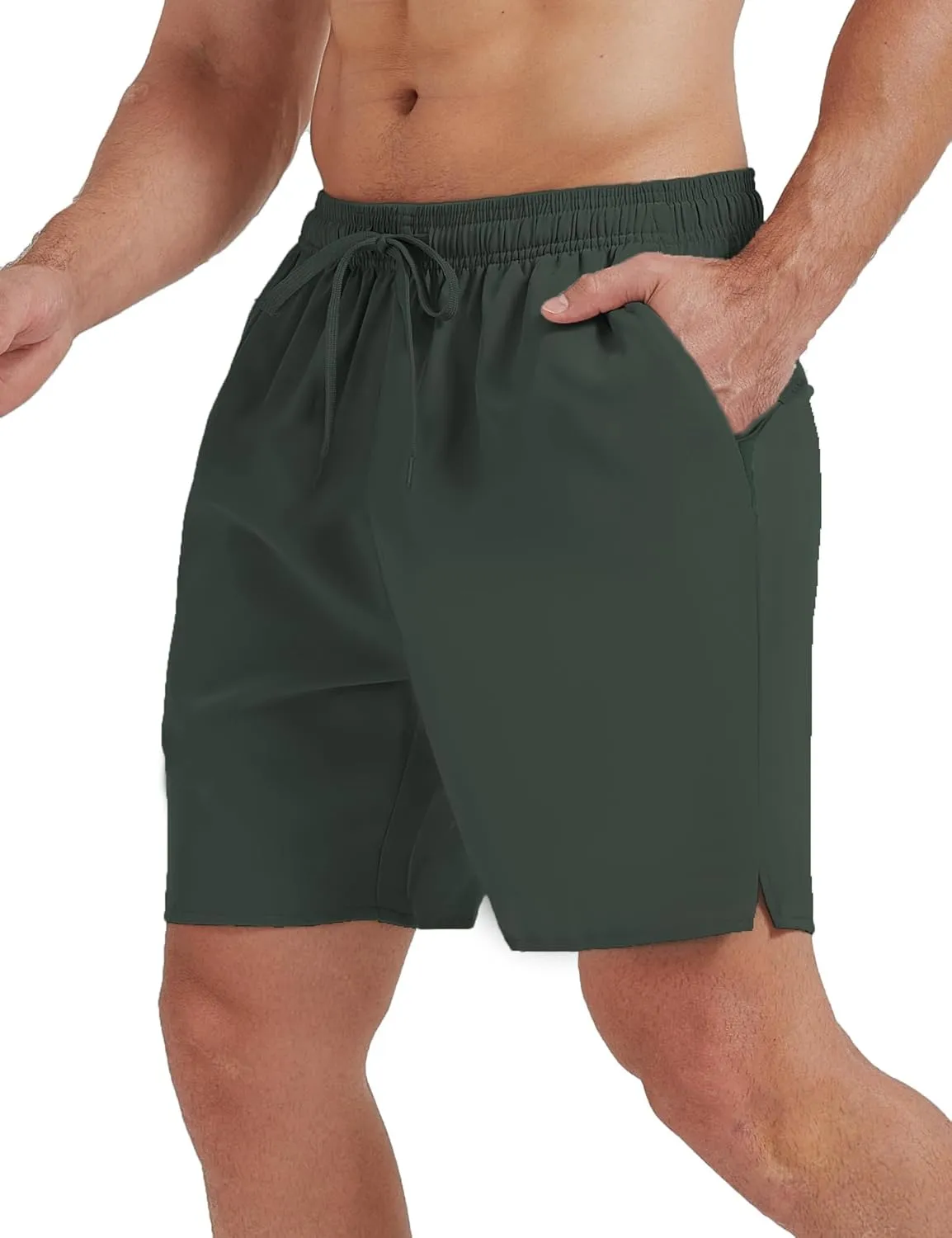 Gym Running Shorts Workout Shorts for Men 7 Inches Quick Dry Lightweight Athletics Shorts with Zipper Pockets