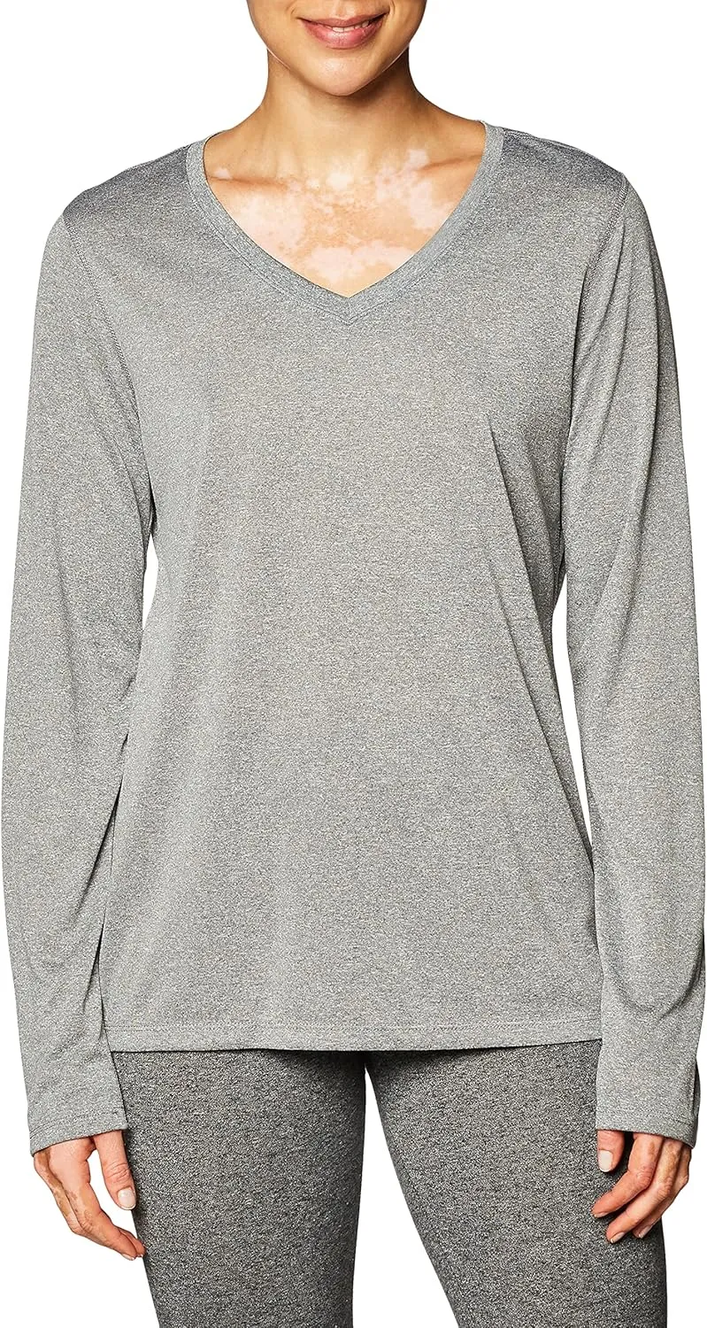 Hanes Sport Women's Cool DRI Performance Long-Sleeve V-Neck T-Shirt