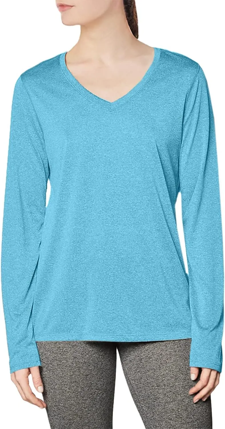 Hanes Sport Women's Cool DRI Performance Long-Sleeve V-Neck T-Shirt