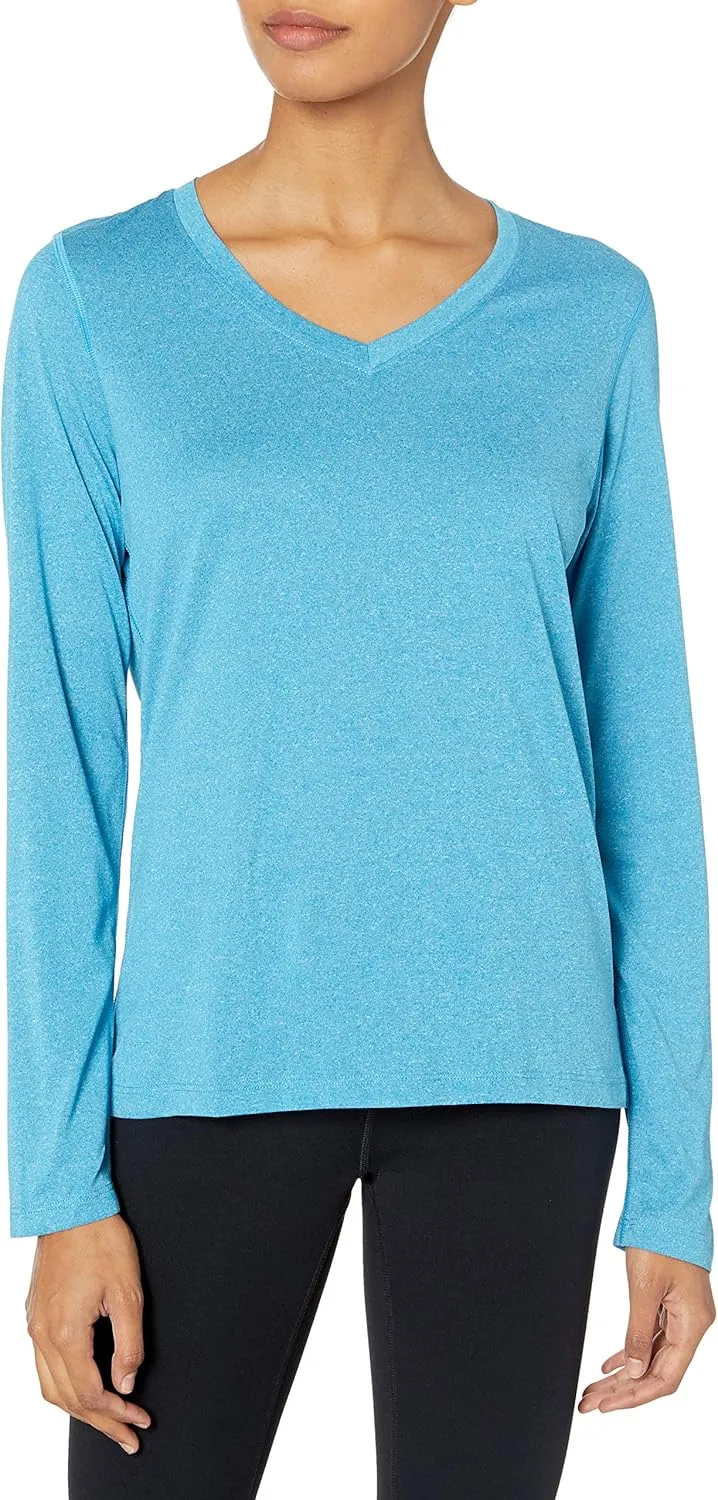 Hanes Sport Women's Cool DRI Performance Long-Sleeve V-Neck T-Shirt