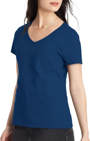 Hanes womens Nano Premium Cotton V-neck Tee fashion t shirts, Navy, Small US