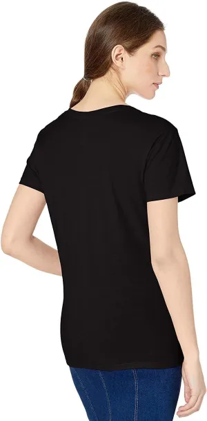 Hanes Womens Perfect-t V-neck T-shirt, Ringspun Cotton Short Sleeve Tee For 1 Or 2 Pack Fashion-t-shirts, Black - 1 Pack, Medium US