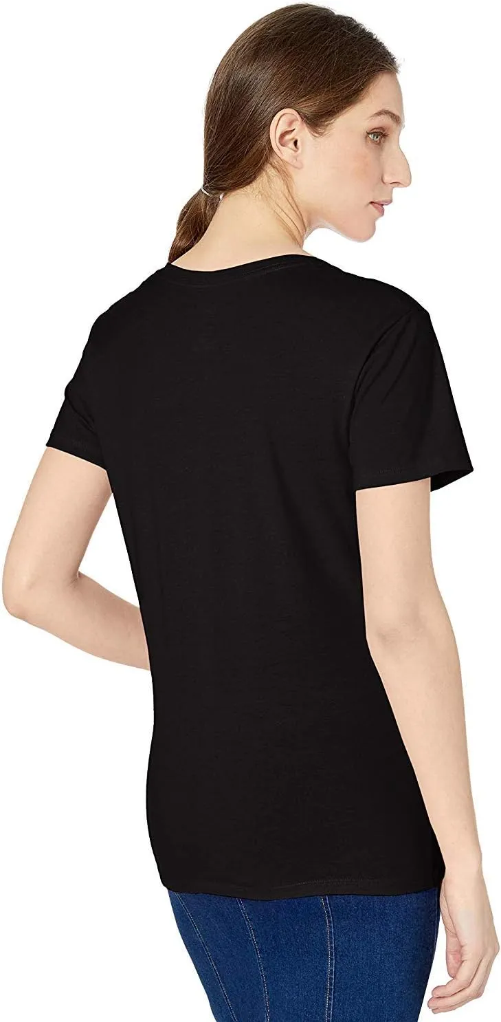 Hanes Womens Perfect-t V-neck T-shirt, Ringspun Cotton Short Sleeve Tee For 1 Or 2 Pack Fashion-t-shirts, Black - 1 Pack, Medium US