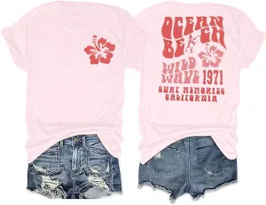 Hawaiian Oversized Shirts Women Hawaii Flower Tshirt Aloha Graphic Tees Summer Beach Oversized Tops