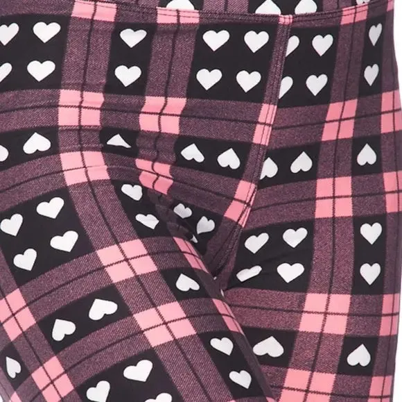 Heart Plaid Biker Shorts
