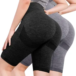 HGps8w 2 Pack Women's Biker Shorts - Seamless High Waisted Butt Lifting Stretch Yoga Leggings Outdoor Running Gym Shorts