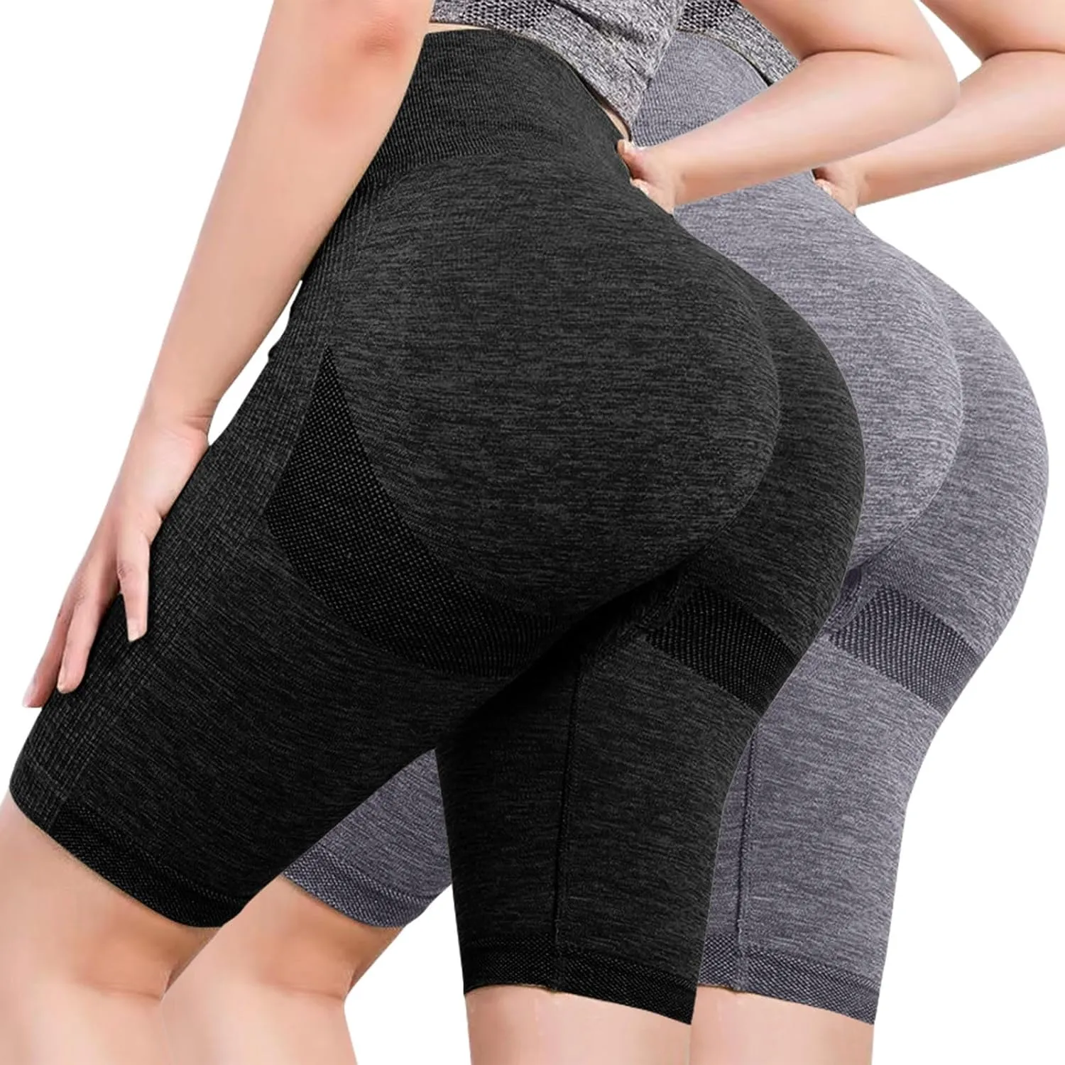 HGps8w 2 Pack Women's Biker Shorts - Seamless High Waisted Butt Lifting Stretch Yoga Leggings Outdoor Running Gym Shorts