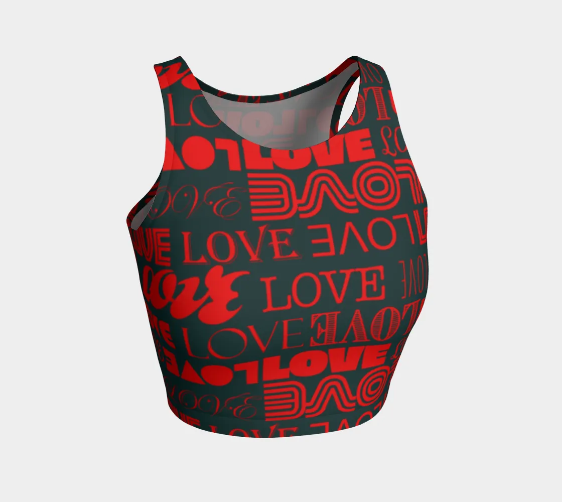 Holiday Love Print Athletic Crop Top