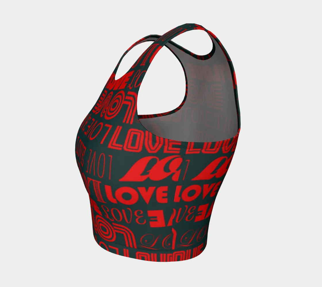 Holiday Love Print Athletic Crop Top